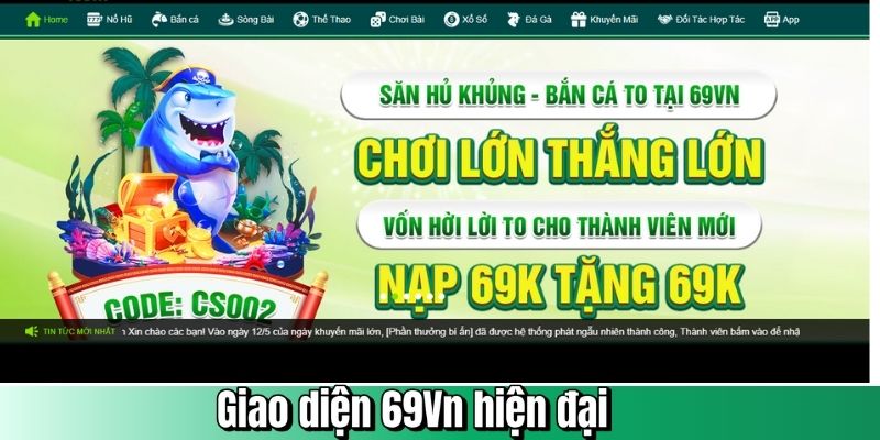 Giao diện 69Vn hiện đại